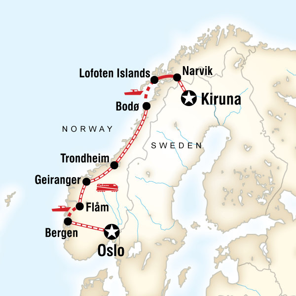 13 Day Train Journey through Arctic Circle and Fjords