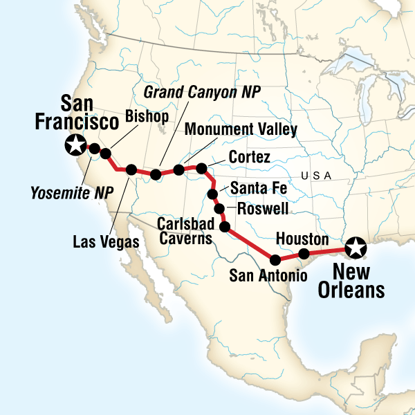 16 Day New Orleans to San Francisco Camping Trip