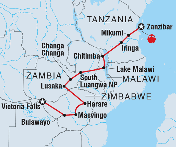 Zanzibar to Vic Falls