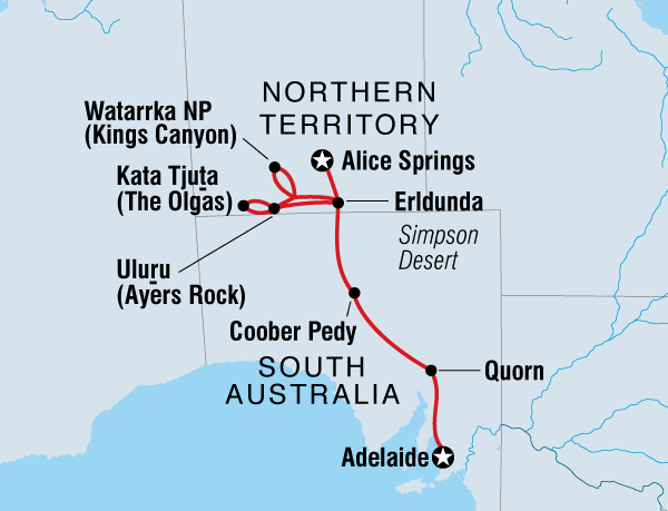 Alice Springs to Adelaide Overland ex Yulara